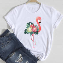 Camisetas femininas estampadas 90s, camisetas de flor flamingo para mulheres, roupas fashion para primavera e verão 2021 2024 - compre barato