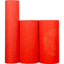 Papel de caligrafia vermelho de 100m engrossar o papel de xuan meio maduro chinês que rola o papel de xuan para couplets rijstpapier carta de riso 2024 - compre barato