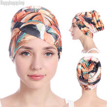 Chapéu turbante com estampa boho feminino, lenço floral dobrado sob o chapéu, envoltório de cabeça islâmico muçulmano, para perda de cabelo, touca touca de quimioterapia 2024 - compre barato