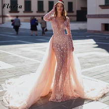 Muslim Pink Beading Evening Dress Dubai Women Formal Party Dresses Mermaid Arabic Prom Gowns Robes 2021 Middle East Celebrity 2024 - buy cheap