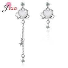 Pendientes de plata esterlina 925 para mujer y niña, aretes asimétricos con forma de corazón, joyería para boda/fiesta de compromiso, nueva moda 2024 - compra barato