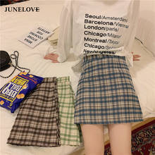 JuneLove A-line Ulzzang High Waist Students Girls Streetwear Women Retro Plaid Summer Mini Skirt Female Fit 2XL Harajuku Skrits 2024 - buy cheap