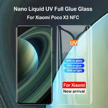Cristal templado con pegamento UV para Xiaomi Poco X3, Protector de pantalla de pegamento líquido UV para Xiaomi Poco X2 Pro Poco X3, NFC, Protector 3D 2024 - compra barato