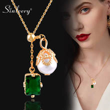 SINLEERY Holiday Style Square Green Crystal Baroque Pearl Pendant Necklace Women Jewelry Accessories XL790 SSO 2024 - buy cheap