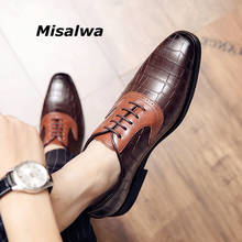 Misalwa-zapatos informales para hombre, calzado Formal para oficina, negocios, boda, punta de ala, Brogue, Punta Oxford, talla grande 38 a 48 2024 - compra barato