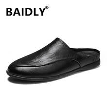Sandálias masculinas de couro clássico para o verão, sapatos masculinos, chinelos, couro macio, sandálias de verão, roupas de caminhada confortáveis 2024 - compre barato