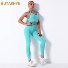 GUTASHYE Yoga Set Fitness Clothing Sportswear High Waist Women Gym Leggings Tights Padded Push-up Sports Bra Sports Sets 2024 - buy cheap