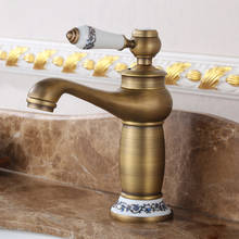 Bathroom Basin Faucet Antique Bronze Brass Sink Lavatory Tap White Ceramic Tap Single Handle Cold Hot Water Mixer Tap Deck Mount 2024 - buy cheap