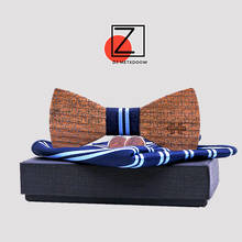 Conjunto de gravata borboleta de madeira + lenço + abotoaduras, trajes masculinos, gravata borboleta de madeira, quebra-cabeça, festa de casamento, gravata de natal 2024 - compre barato