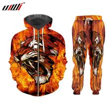 UJWI-chándal informal para hombre, con estampado 3D Sudadera con capucha y pantalones, chaqueta de dos piezas de invierno, traje holgado de gran tamaño de tigre de llama, traje deportivo personalizado 2024 - compra barato