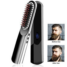 Mini pente de cabelo de ferro plano portátil, popular, usb, alisador rápido, estilo de cabelo, barba, alisamento de salão de beleza, pente de barba rápida 2024 - compre barato