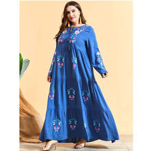 Fashion Women Plus Size Maxi Dress Muslim Abaya Dubai Kaftan Embroidery Maxi Jilbab Islamic Clothing Gown Party Robe Ramadan Eid 2024 - buy cheap