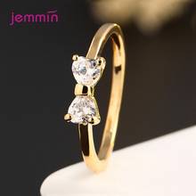 Small Exquisite Gold Color 925 Sterling Silver Rings Cute Shiny Bow Cubic Zirconia Jewelry For Women Simple Finger Accessories 2024 - buy cheap