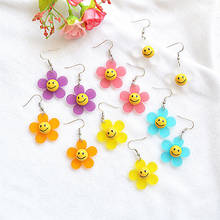 Yamily 1pair/Resin Women Drop Earrings Fashion Smiling Face Flower Dangle Earrings Korean and Lovely DIY For Grils Jewelry Gifts 2024 - buy cheap