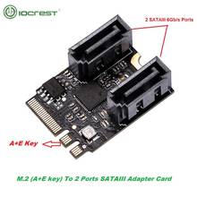 IOCREST M.2 Ngff to Sata 3 Adapter Card A-Key and E-Key 2 Ports SATA 6gb/s Free Driver 2230mm Size Black 2024 - buy cheap
