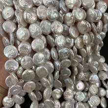 Cuentas de perlas naturales de agua dulce para mujer, cuentas sueltas barrocas con forma de botón de 12-13mm para la fabricación de joyas, bricolaje, collar y pulsera 2024 - compra barato