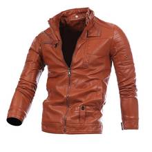 Fashion Men Casual PU Leather Motorcycles Jacket Male Stand Collar Slim Zipper outwear Biker Jackets Coat 2024 - buy cheap