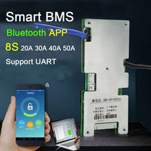 Placa de protección de batería de fosfato de hierro y litio Lifepo4, sistema BMS de equilibrio, Bluetooth, APP PC, inteligente, 8S, 24V, 50A, 40A, 30A, 20A 2024 - compra barato