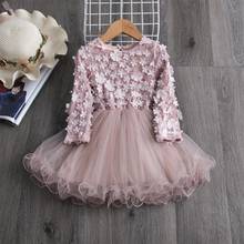 3-8T Baby Girls Long Sleeves Dress Appliques Princess Dress Tutu Party Dress New Year Children's Clothing For Autumn Casual Wear 2024 - buy cheap