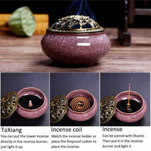 Ceramic incense burner + 20 pieces of incense cones + fire cotton incense burner Buddhist incense seat tea house yoga 2024 - buy cheap