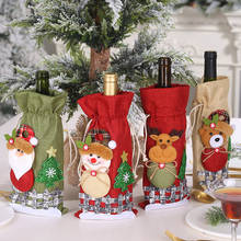 Рождественские Чехлы для винных бутылок, праздничные Чехлы для бутылок с Санта-Клаусом, шампаном, красные рождественские настольные украшения для дома 2024 - купить недорого