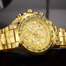 WWOOR Top Brand Luxury Gold Mens Watches Chronograph Full Steel Military Sport Waterproof Wrist Watch Male Big Dial Quartz Clock 2024 - buy cheap