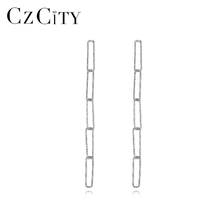 CZCITY High Quality VVS CZ Long Chain Drop Earrings for Women 100% 925 Sterling Silver Shiny Wedding Earring Fine Jewelry SE520 2024 - buy cheap