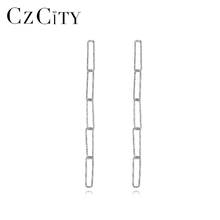 CZCITY-pendientes de plata de primera ley y circón para mujer, aretes colgantes, plata esterlina 100%, Circonia cúbica, zirconia, circonita, zirconita, zirconita, estilo elegante, 925 2024 - compra barato