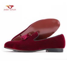 Mocassins vermelhos de veludo, novidades, loafers artesanais, com borlas, para dirigir e fumar, em seis cores, clássico, para homens 2024 - compre barato