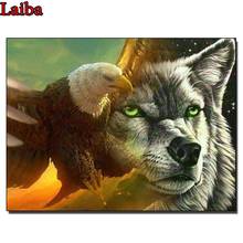 Pintura de diamantes redondos/cuadrados 5D, decoración para el hogar con patrón de Lobo, Animal, águila, bordado 3D, punto de cruz 2024 - compra barato