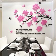 Magnolia Flower Acrylic Wall Stickers Living room Restaurant DIY Art Wall Decor Bedroom TV Background Home decoration 2024 - buy cheap