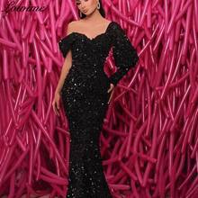 Dubai Black Sequins Evening Dresses Long One Shoulder Muslim Evening Gowns Mermaid вечерние платья Prom Dresses Party Vestidos 2024 - buy cheap