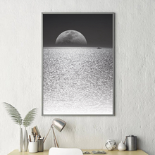 Art Canvas Painting Moon and Sea Print Scandinavian Black and White Picture Modern Nordic Design Poster Home Wall Art Decor 2024 - buy cheap