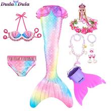 Crianças meninas nadáveis pouco sereia cauda silicone cosplay sereia calder sereia festa traje de banho menina 2024 - compre barato