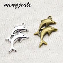 10pcs Wholesale Two Color Dolphin Charms Zinc Alloy Metal Fish Pendants For DIY Handmade Jewelry Accessories Making 33*23mm 2024 - buy cheap