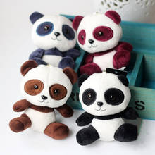 Adorável panda animal bonecas 10cm bebê bonito pelúcia brinquedos 4 cores chaveiro anel pingente presentes presente brinquedo recheado para crianças 2024 - compre barato