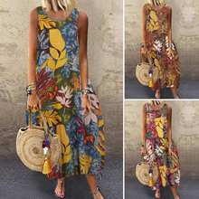 Women's Summer Sundress ZANZEA 2021 Bohemian Printed Maxi Dress Casual Sleeveless Long Vestidos Female Floral Robe Oversized 2024 - buy cheap