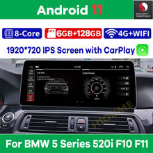 Reproductor Multimedia con GPS para coche, Radio con Android 11, Snapdragon, 6G, 10,25G, 12,3 pulgadas, vídeo, CarPlay, para BMW serie 5, 520i, F10, F11, 128-2011 2024 - compra barato