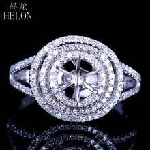 HELON 6.5mm Round Solid 14K White Gold 0.35ct Natural Diamond Women Fine Jewelry Semi Mount Engagement Wedding Ring Setting 2024 - buy cheap