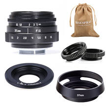 Mini 35mm f/1.6 APS-C CCTV Lens+adapter ring+2 Macro Ring+lens hood for P anasonic/O lympus Micro4/3 M4/3 Mirroless Camera 2024 - buy cheap