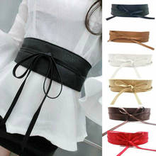 Classy Women Waist Belt Stretch Buckle Bow Wide PU Leather Elastic Slimming Lace Up Waistband Corset Tie Belt 2024 - buy cheap