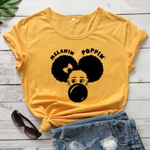 Camiseta de algodón puro de Melanin Poppin para mujer, remera de belleza Afro divertida, camisetas motivadoras gráficas de manga corta, Tops, envío directo 2024 - compra barato