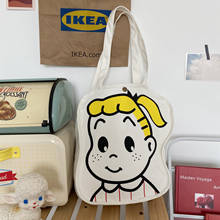 Bolsa de ombro japonesa colagem estudante kawaii desenho animado menina bolsa de lona impressão grande capacidade bolsa de mão feminina 2024 - compre barato