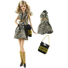 Leopard Fashion Dress For Barbie Doll Clothes Handbag Fashion Outfits For Barbie Dollhouse 1/6 Doll Accessories Kids Toy Gifts 2024 - buy cheap