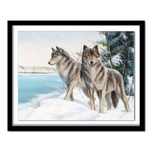 Pintura diamante bordado animales Lobo 5d diy pintura de diamante cuadrado completo nuevas llegadas 482DD diamante redondo 2024 - compra barato