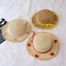 Sombrero de paja con diseño de fresa/melocotón/UVA/plátano para niños, para el sol sombrero de paja, playa, Panamá, 2021 2024 - compra barato