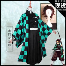 ¡Anime! Cazador de demonios: Kimetsu no Yaiba Kamado Tanjirou Kimono gótico Cosplay traje uniforme disfraz de Halloween envío gratis 2024 - compra barato
