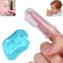 Силиконовая зубная щетка + коробка, детская зубная щетка на палец, детская зубная щетка для чистки, Мягкая Силиконовая зубная щетка для младенцев, резиновая зубная щетка для чистки ребенка, 1 комплект 2024 - купить недорого