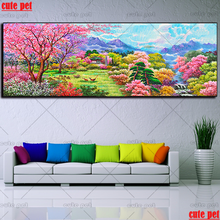 5D Full Square Round Drill Diy Diamond Painting Xanadu mosaic Embroidery Cross Stitch Peach blossom natural scenery Decor large 2024 - buy cheap