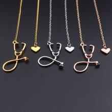 FSUNION Stethoscope Necklace Lariat Heart Pendant 3 Colors Rose Gold/Gold/Silver Color Newest Nurse Medical Necklace Collares 2024 - buy cheap